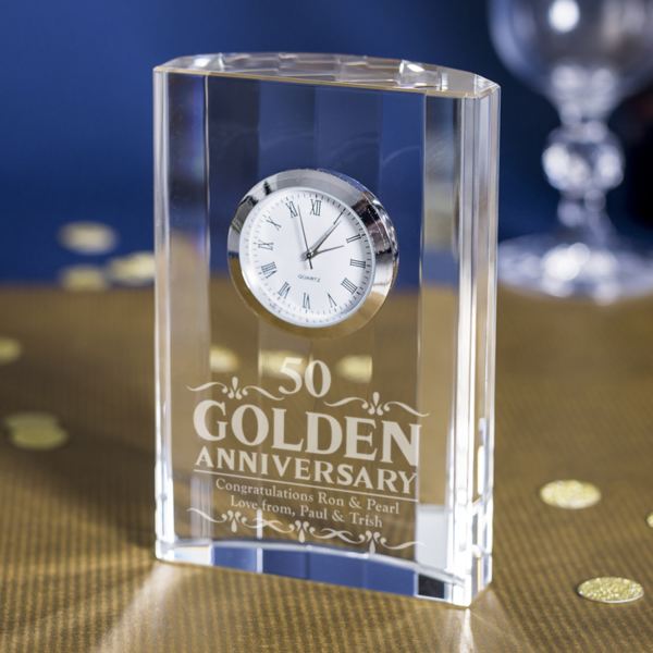 Engraved Golden Wedding Anniversary Mantel Clock The Gift Experience