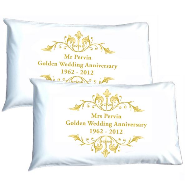 Personalised Golden Anniversary Pillowcases The Gift Experience