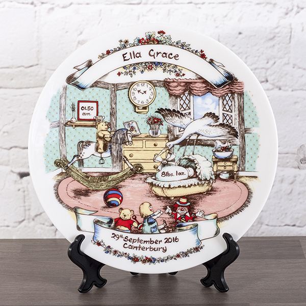 personalised heron china tudor birth plate the gift experience