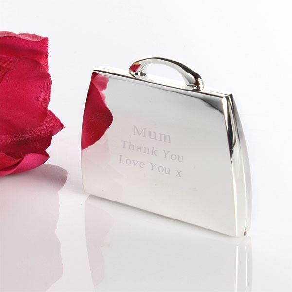 Engraved Handbag Shaped Compact Mirror The Gift Experience
