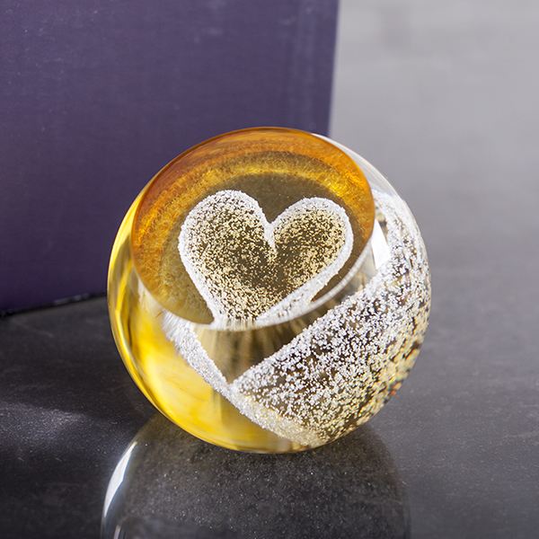 Special Moments Gold Heart Paperweight By Caithness Glass The Gift