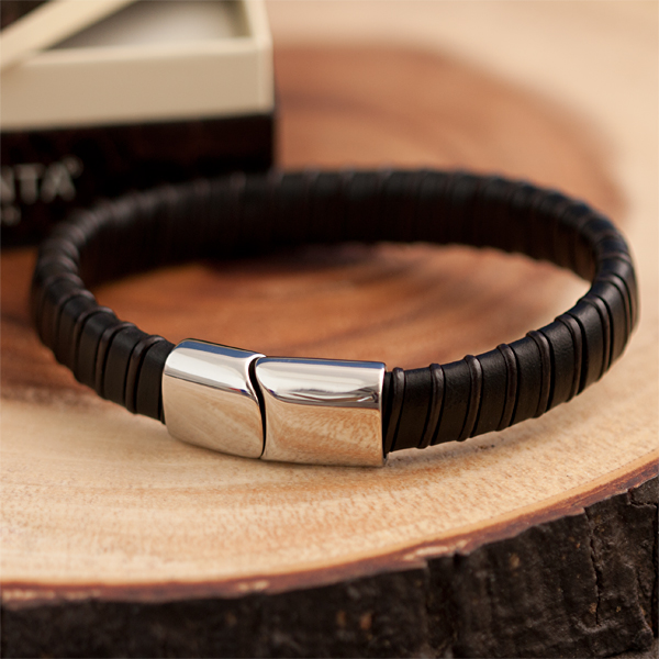 Brown Leather Mens Bracelet in Personalised Gift Box