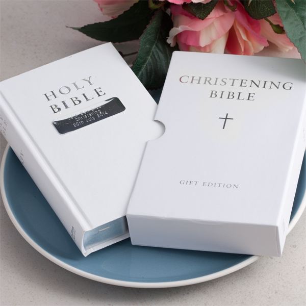 Personalised Christening Bible with siler-plated plaque