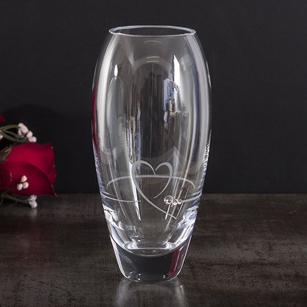 Diamante heart petite vase