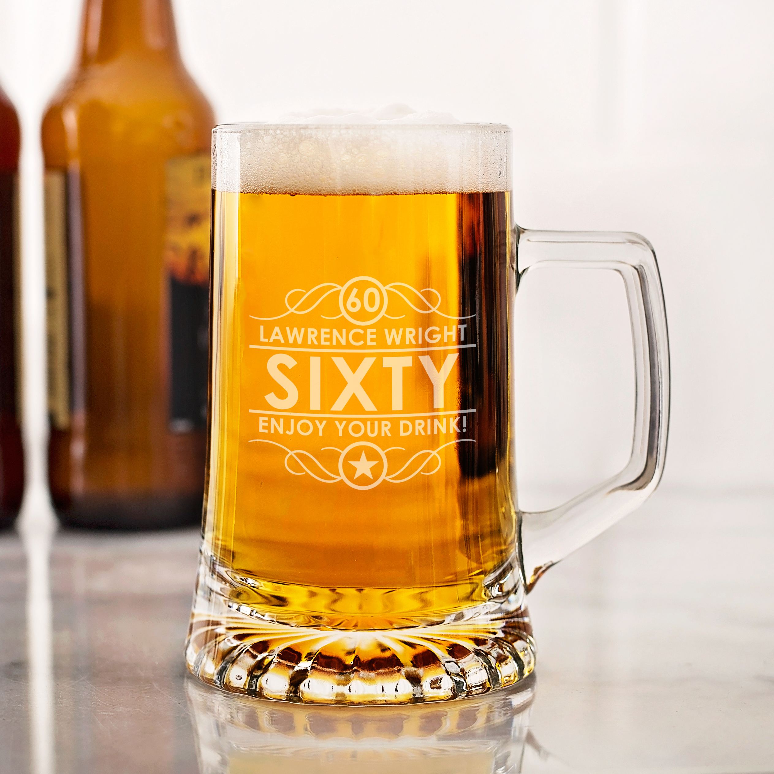 Personalised Engraved Beer Pint Glass Tankard 60th 70th 80th Birthday Gift Boxed 
