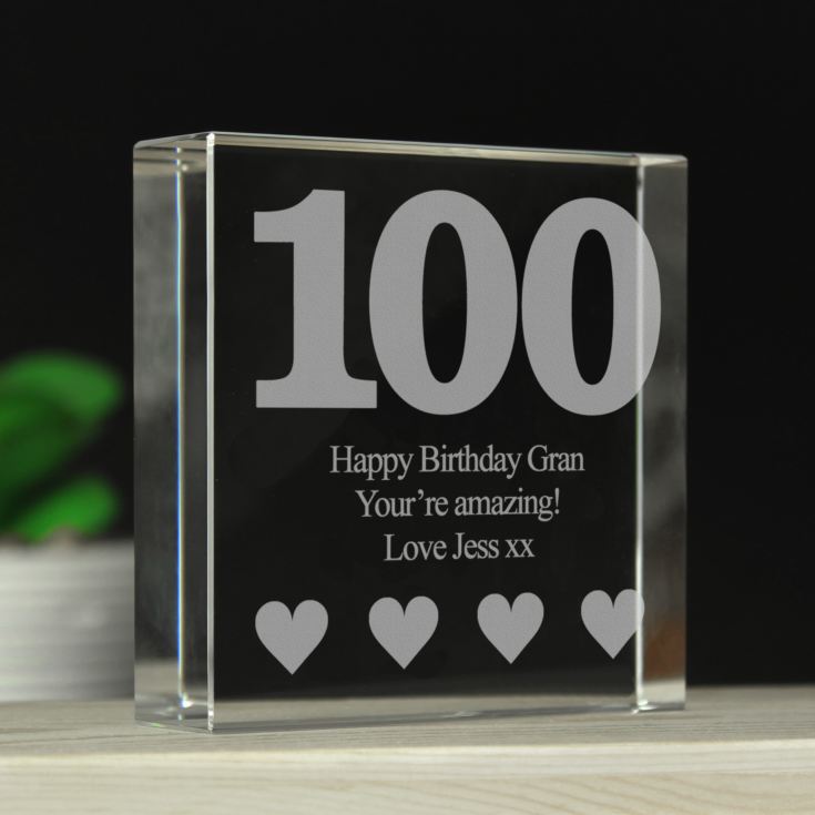 100th Birthday Glass Keepsake product image