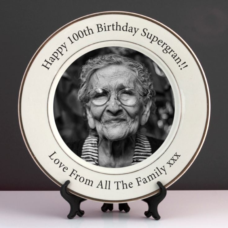 Personalised 100th Birthday Photo Plate product image