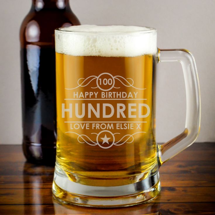 Personalised 100th Birthday Glass Tankard product image