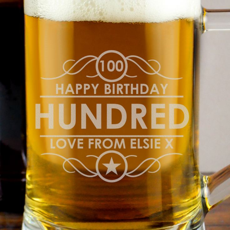 Personalised 100th Birthday Glass Tankard product image