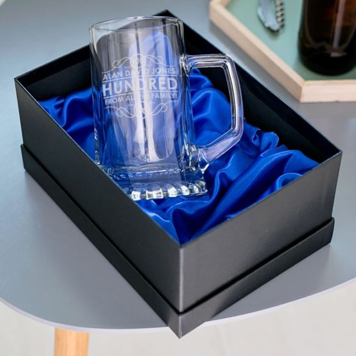 Personalised 100th Birthday Glass Tankard product image