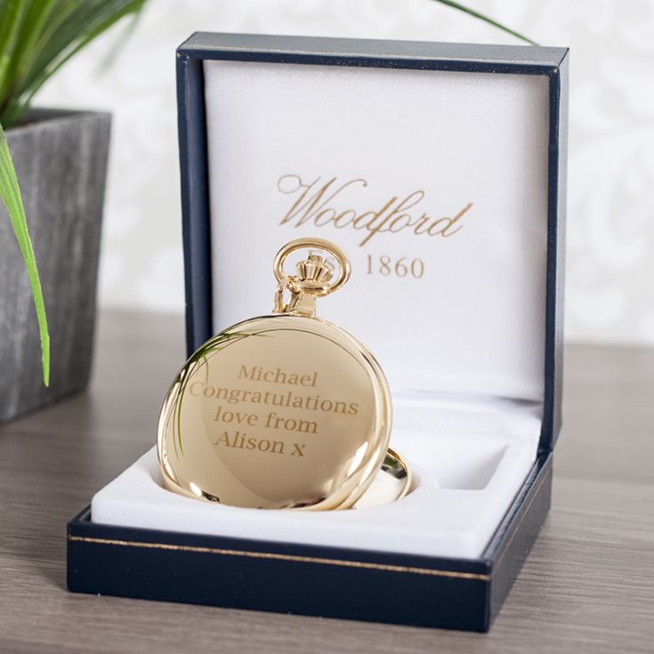 Personalised Gold Plated Skeleton Pocket Watch product image