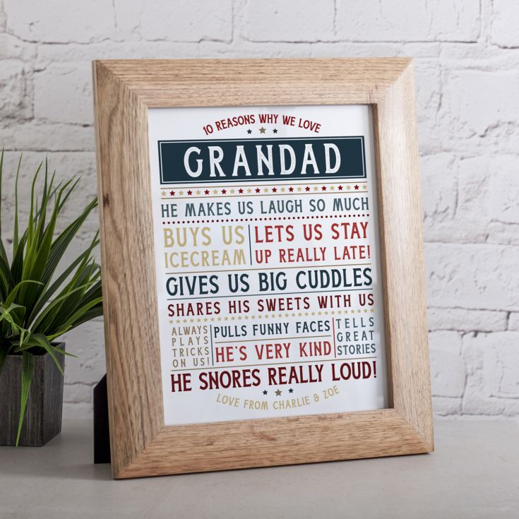 Personalised 10 Reasons We Love Grandad Framed Print product image