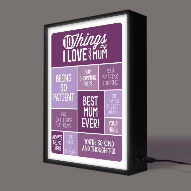 Personalised 10 Things I Love About Mum Light Box product image