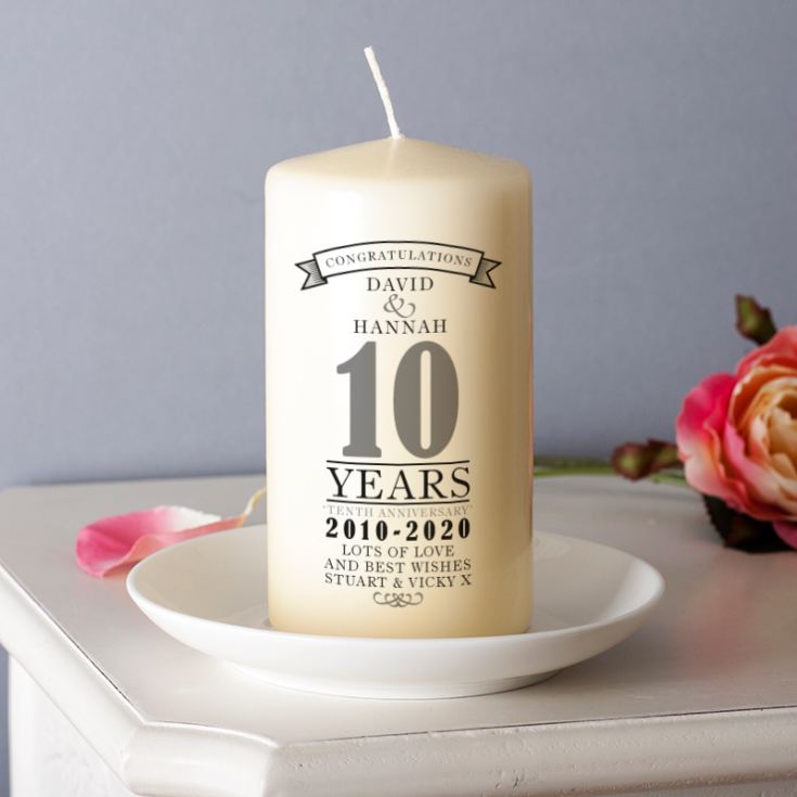 Personalised 10th Anniversary Candle product image