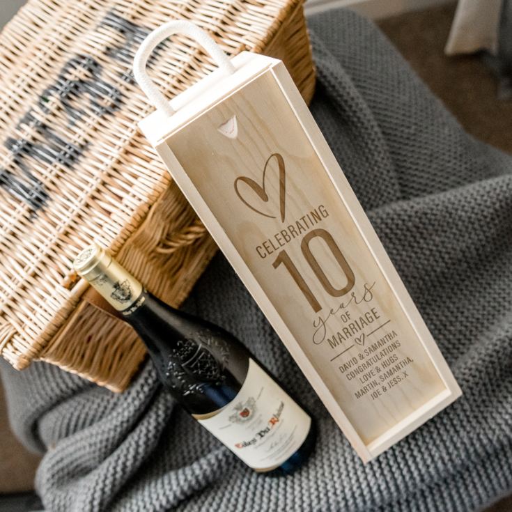Personalised 10th Anniversary Wooden Wine Box The Gift Experience
