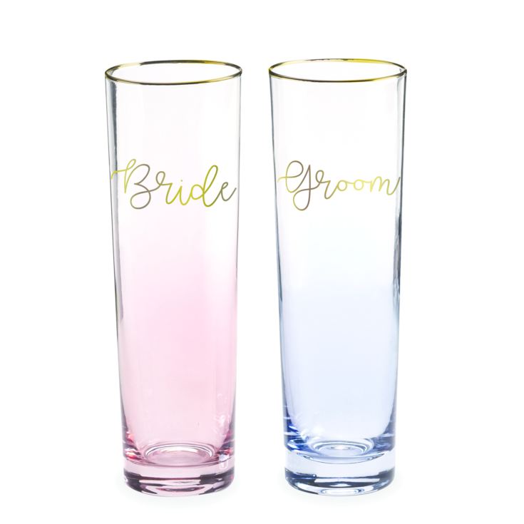 His and Hers Coloured Highball Glass Set - Bride & Groom product image