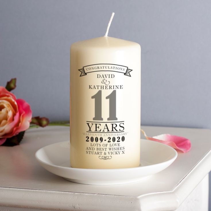Personalised 11th Anniversary Candle product image