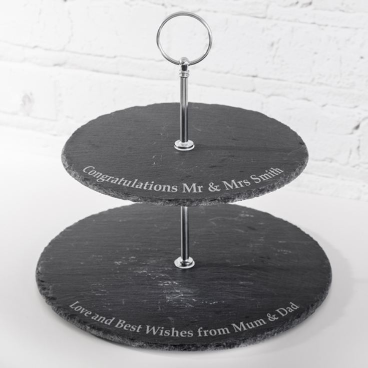 Personalised 2 Tier Slate Cake Stand product image