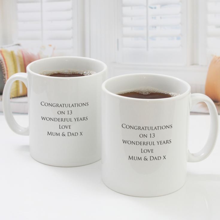 Pair of Personalised Thirteenth Anniversary Mugs product image