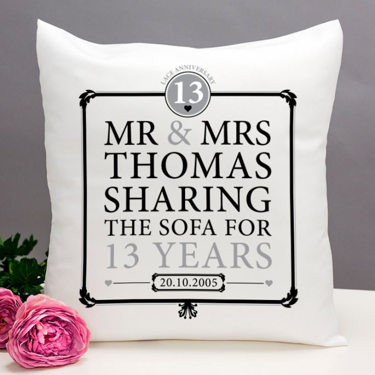 Personalised 13th Anniversary Sharing The Sofa Cushion product image