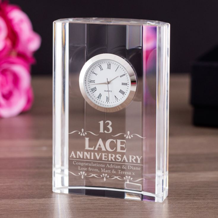 Engraved Thirteenth Wedding Anniversary Mantel Clock product image