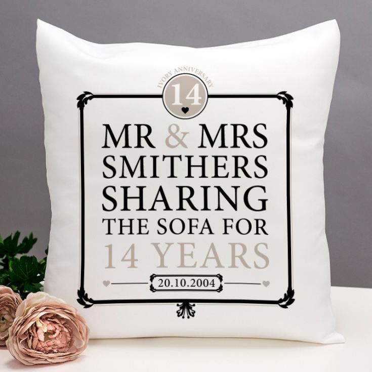 Personalised 14th Anniversary Sharing The Sofa Cushion product image