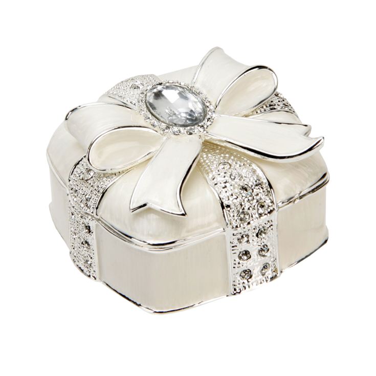 Sophia Silverplated & Epoxy Square Trinket Box Bow & Crystal product image