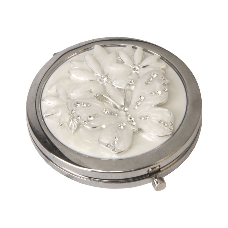 Sophia Silverplated & Epoxy Compact Mirror - Butterfly/Flwrs product image