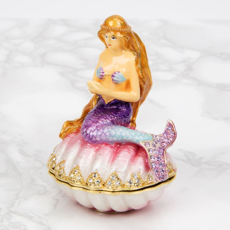 Treasured Trinkets - Mermaid on a Round Shell Box product image