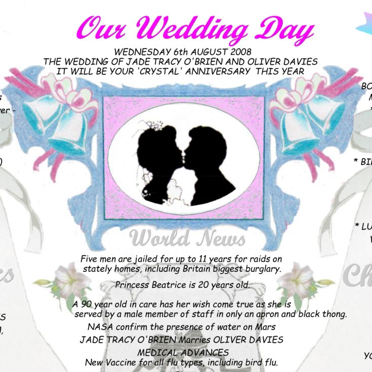 15th Anniversary (Crystal) Wedding Day Chart Framed Print product image