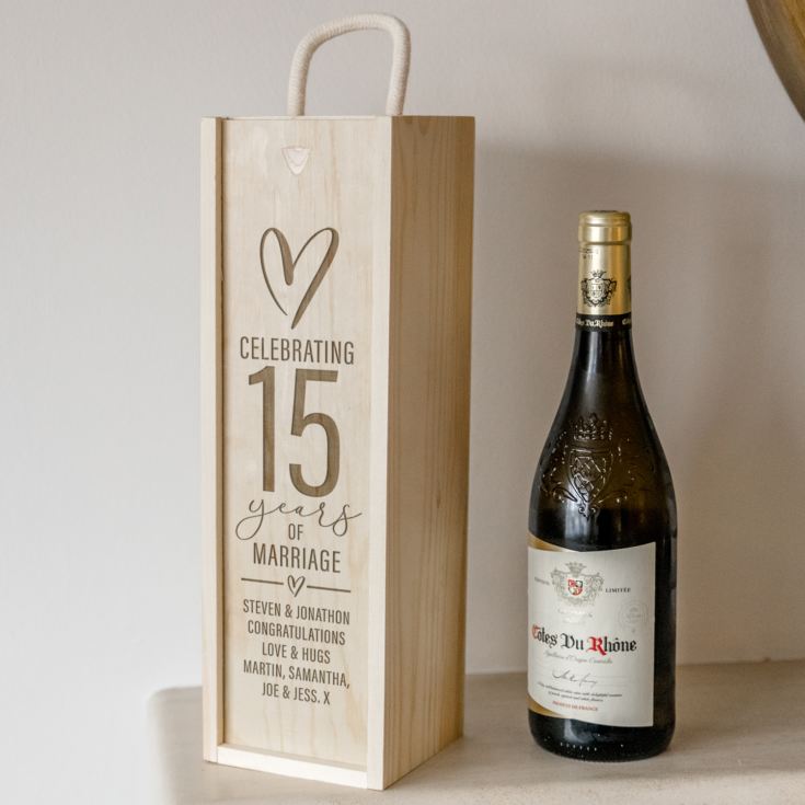 Personalised 15th Anniversary Wooden Wine Box product image
