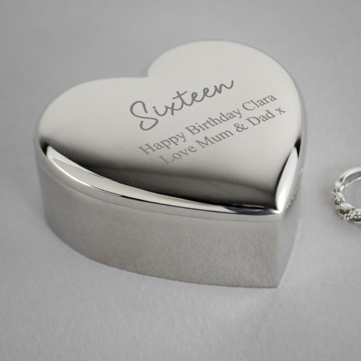 Personalised Silver Plated 16th Birthday Heart Trinket Box product image