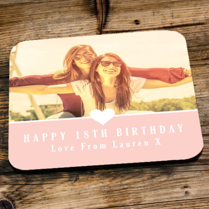 Personalised 18th Birthday Pink Photo Coaster product image