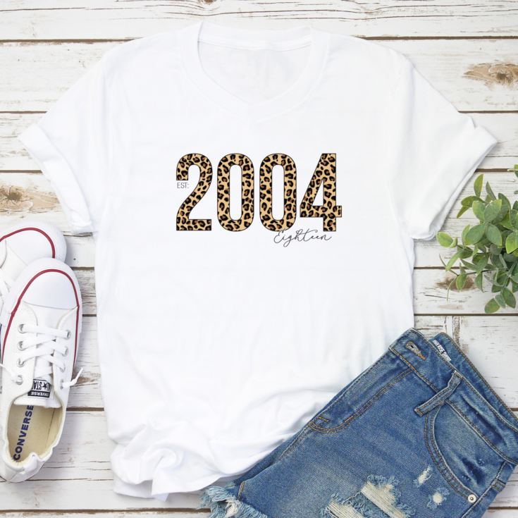 Personalised 18th Birthday Leopard Print T-shirt product image