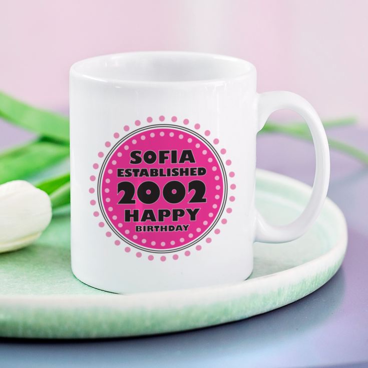 Established in... Personalised 18th Birthday Mug Pink product image