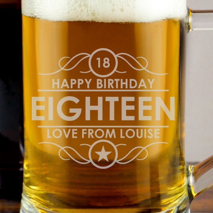 Personalised 18th Birthday Glass Tankard product image