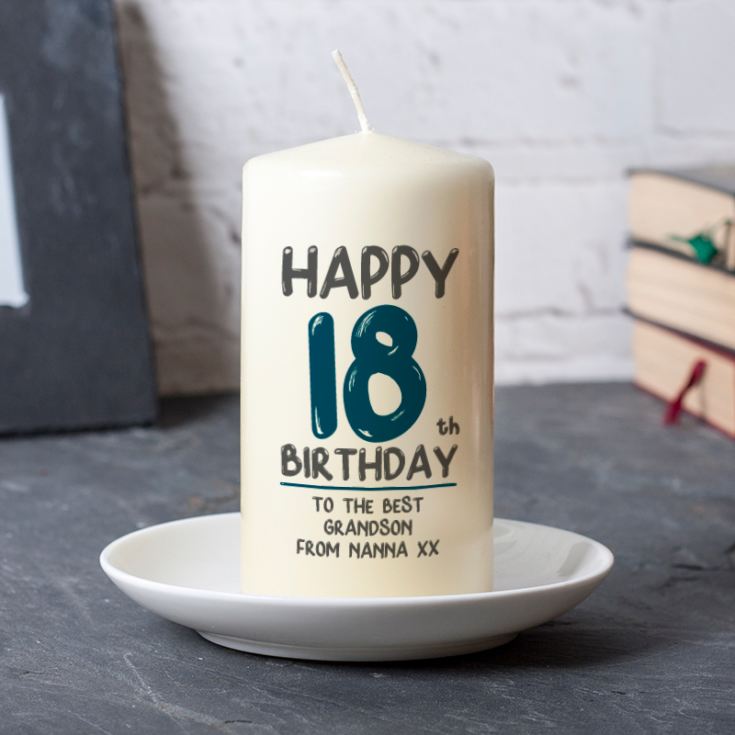 Personalised 18th Birthday Candle Blue product image