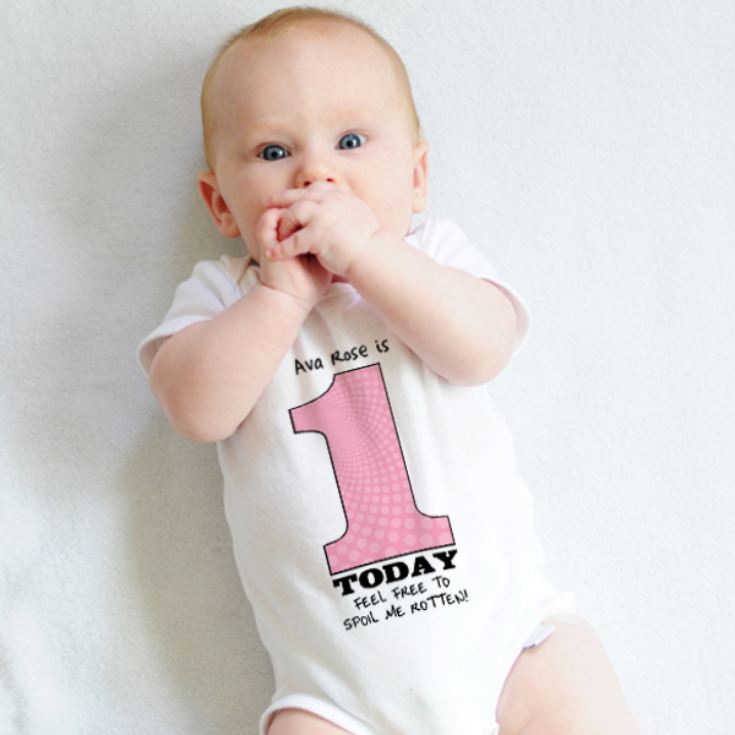 1 Today - Personalised 1st Birthday Girl Baby Grow product image