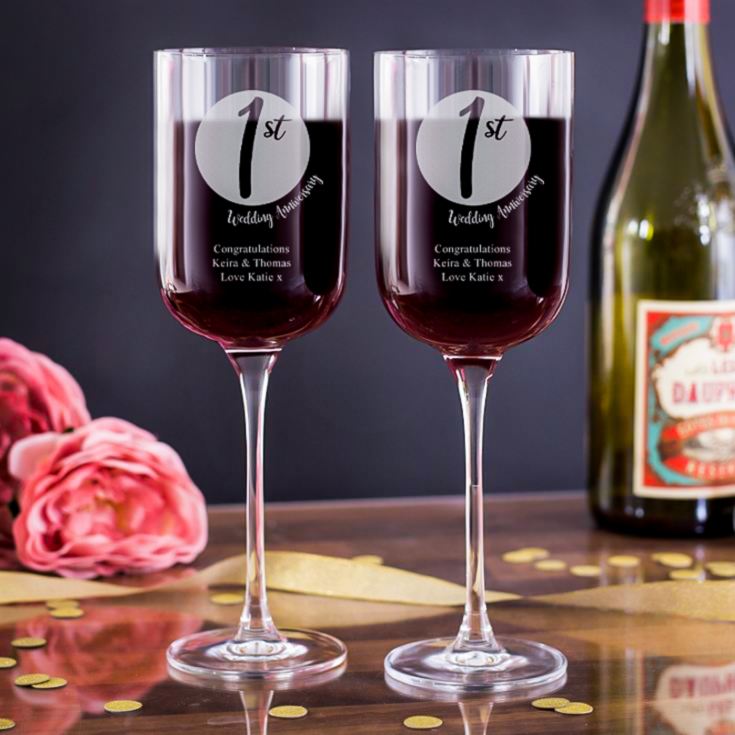 Personalised 1st Anniversary Fusion Wine Glasses product image