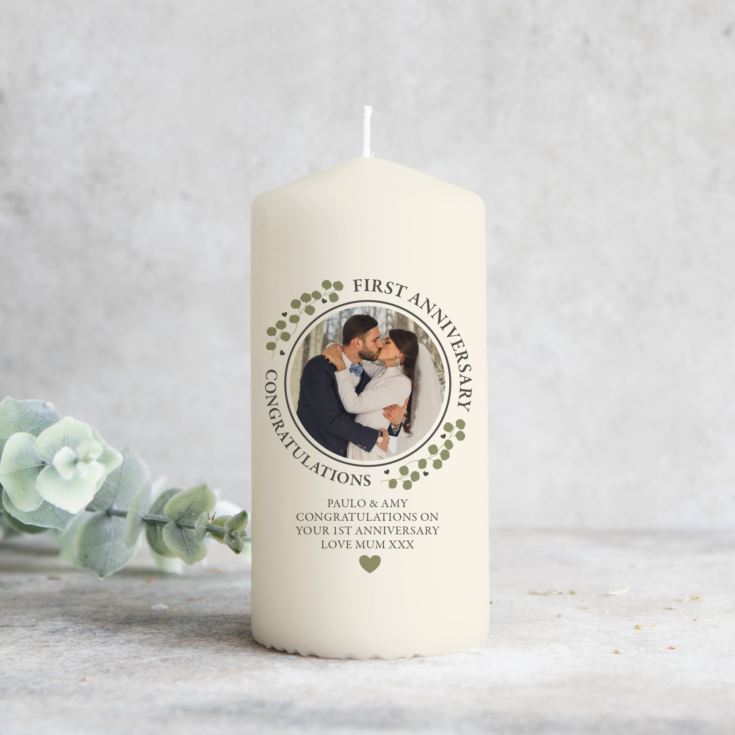 Personalised First Anniversary Photo Candle The Gift Experience