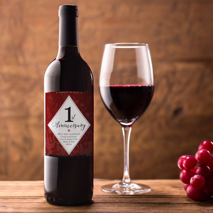 Personalised 1st Anniversary Red Wine The Gift Experience