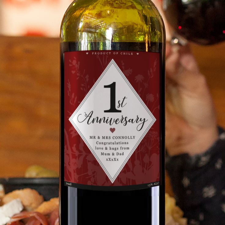 Personalised 1st Anniversary Red Wine The Gift Experience