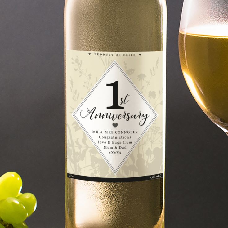 Personalised 1st Anniversary White Wine product image