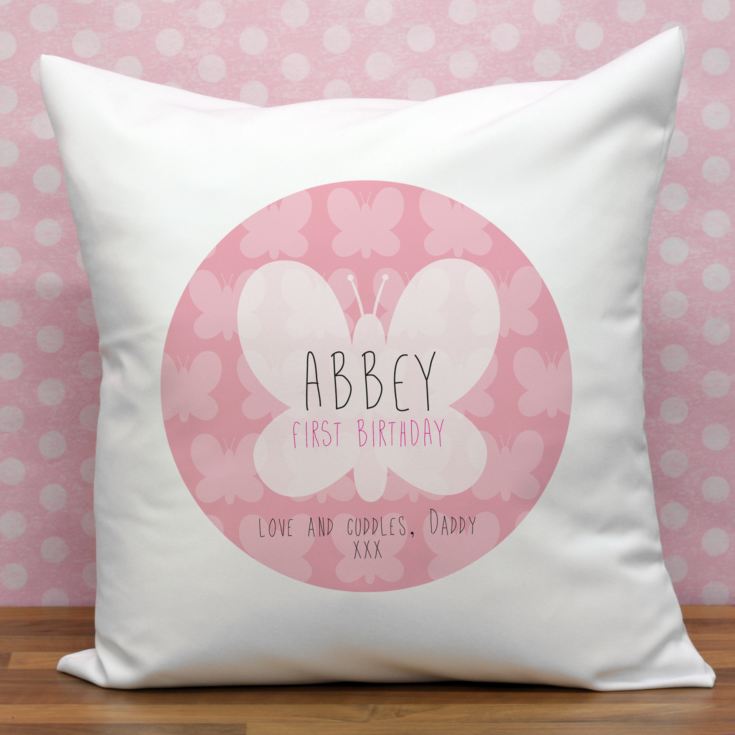 Personalised First Birthday Butterfly Cushion product image