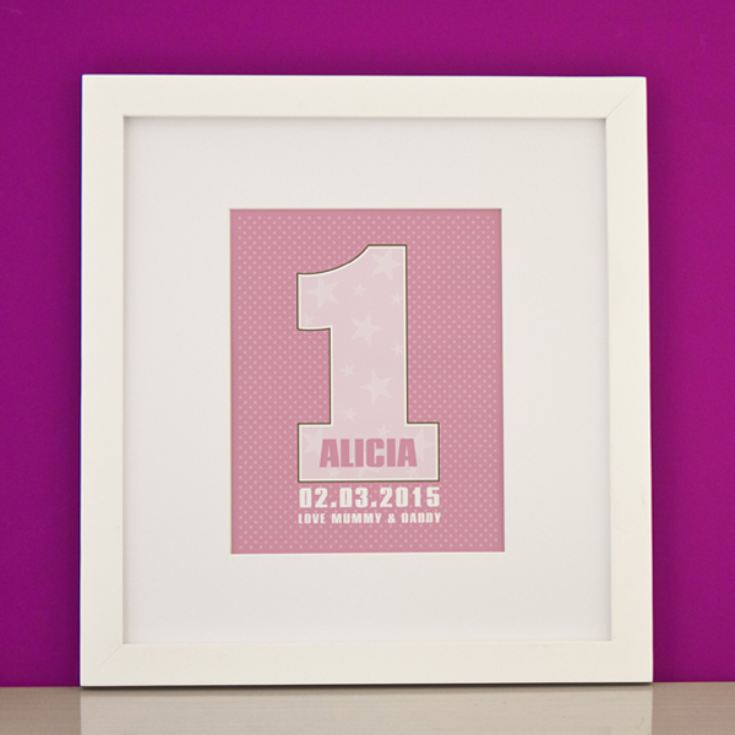 Personalised Girls First Birthday Framed Print product image
