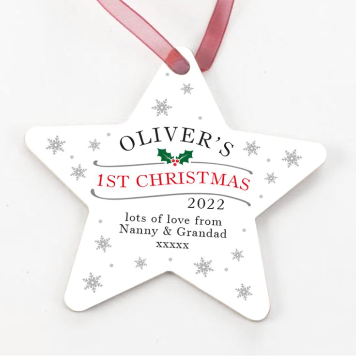 Personalised 1st Christmas Star Tree Decoration product image