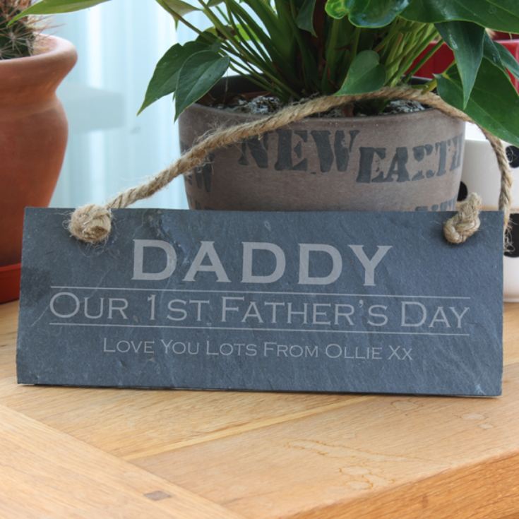 Personalised Our First Father's Day Slate Hanging Plaque product image