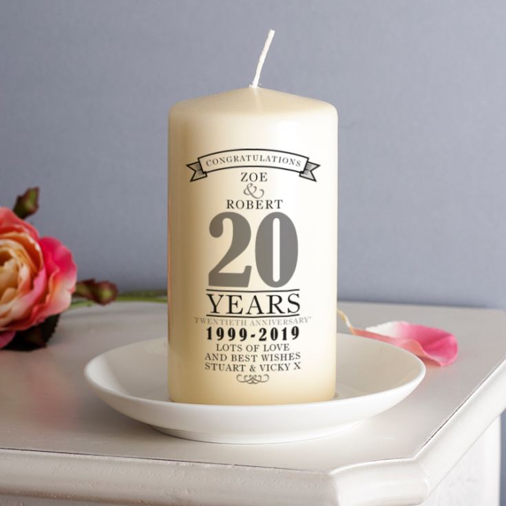 Personalised 20th Anniversary Candle product image