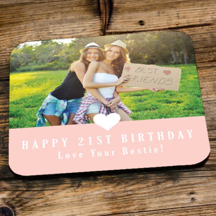 Personalised 21st Birthday Pink Photo Coaster product image