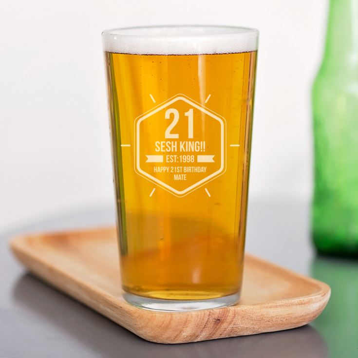 Personalised 21st Birthday Straight Sided Pint Glass product image